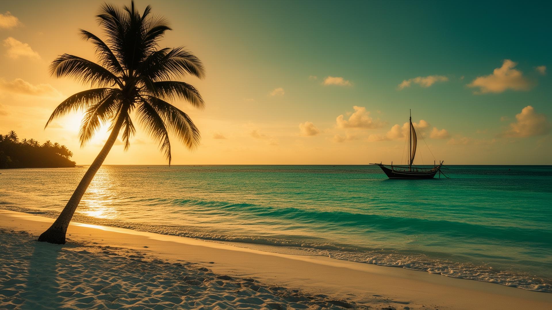 Zanzibar coastline at golden hour